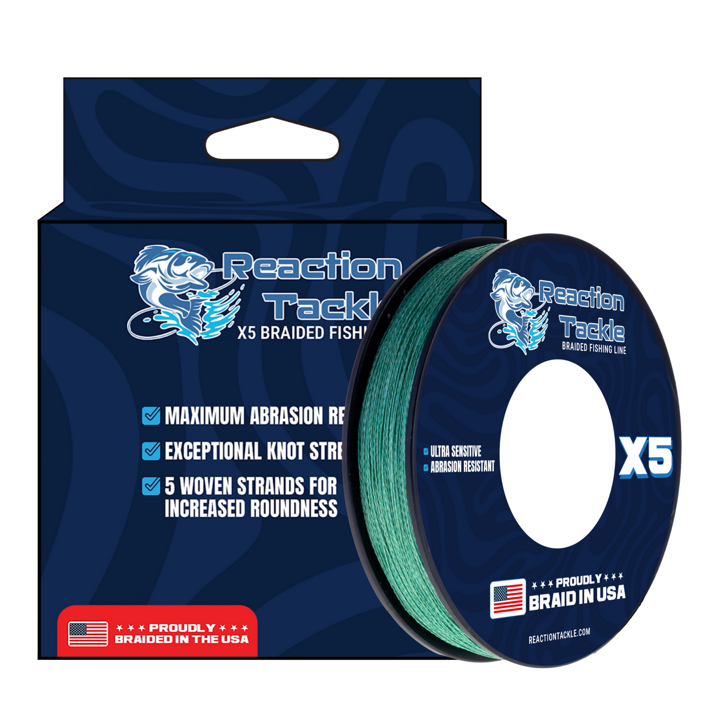 Reaction Tackle BRAIDED IN THE USA Fishing Line- 5X- NEW Reaction Tackle