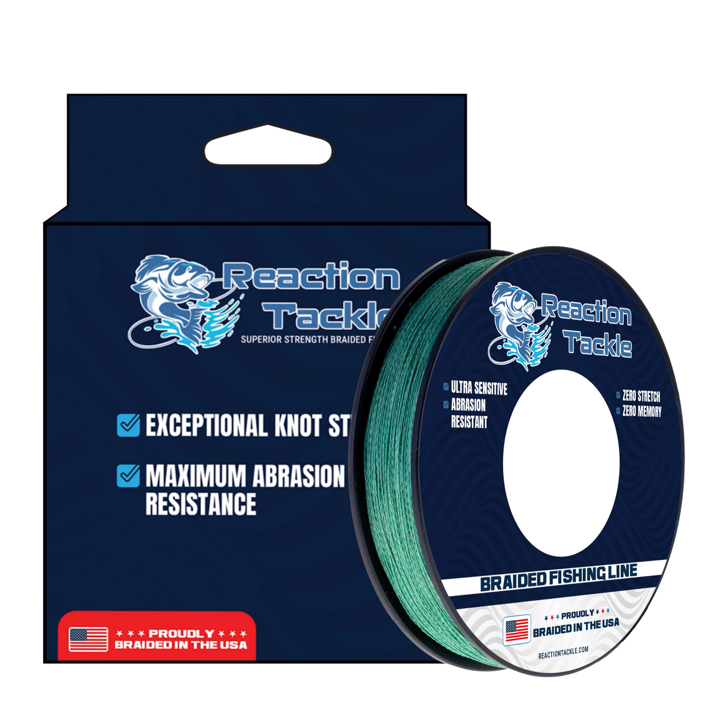 Reaction Tackle BRAIDED IN THE USA Fishing Line- 4X- NEW Reaction Tackle