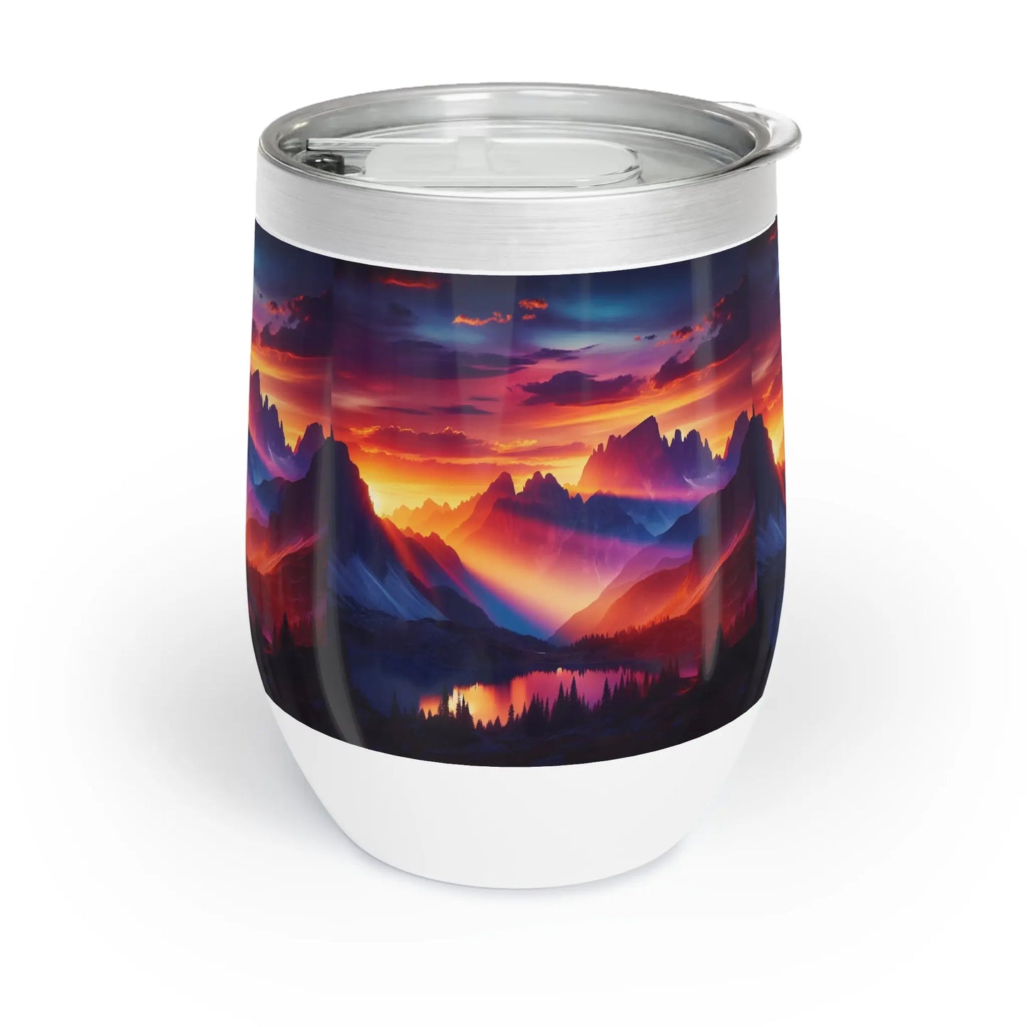 Vibrant Mountain Wine Tumbler Printify