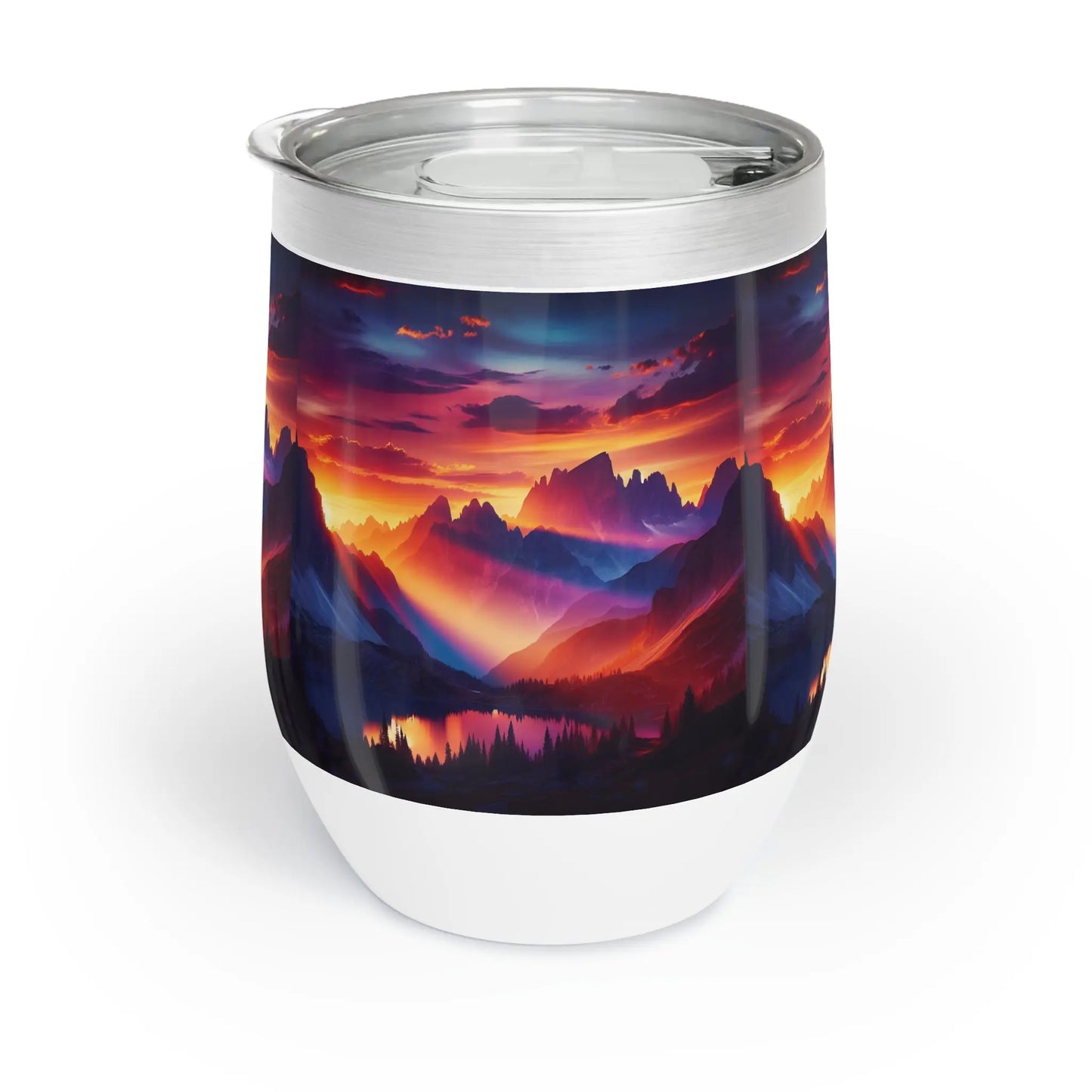 Vibrant Mountain Wine Tumbler Printify