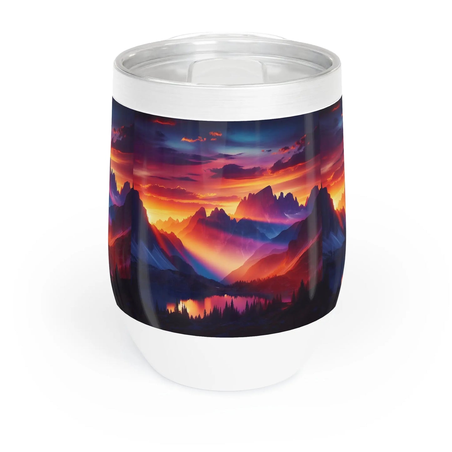 Vibrant Mountain Wine Tumbler Printify