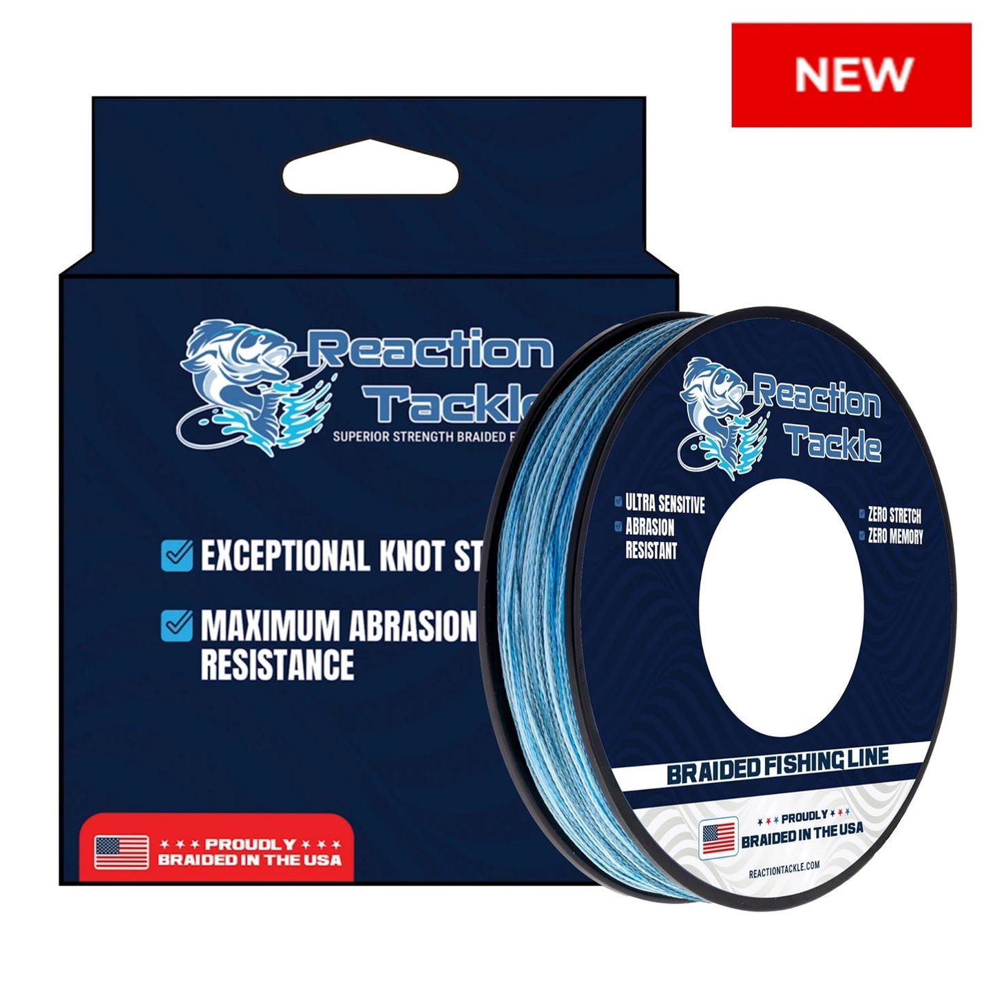 Reaction Tackle BRAIDED IN THE USA Fishing Line- 4X- NEW Reaction Tackle