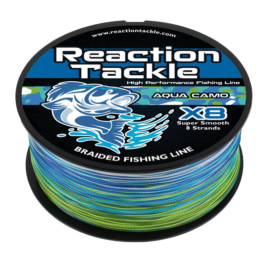 Reaction Tackle X8 Braided Fishing Line- Aqua Camo 8 Strand Reaction Tackle