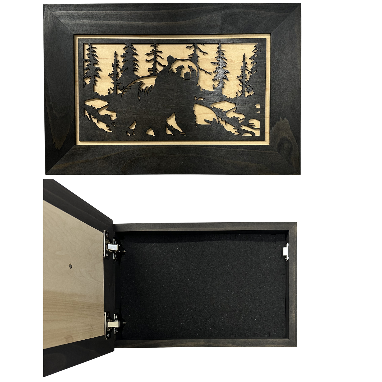 Hidden Black Bear Wall-Mounted Gun Cabinet – Safe Hidden Storage for Firearms Bellewood Designs