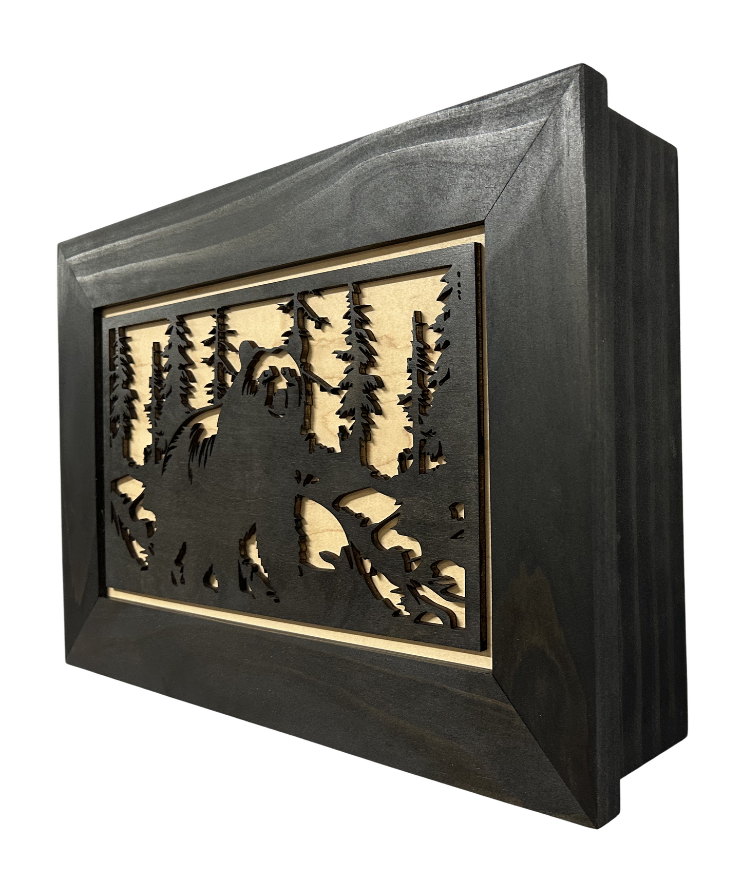 Hidden Black Bear Wall-Mounted Gun Cabinet – Safe Hidden Storage for Firearms Bellewood Designs