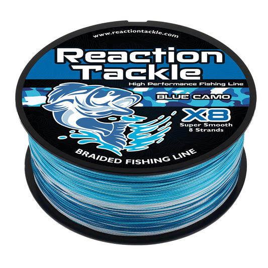 Reaction Tackle X8 Braided Fishing Line - Blue Camo 8 Strand Reaction Tackle