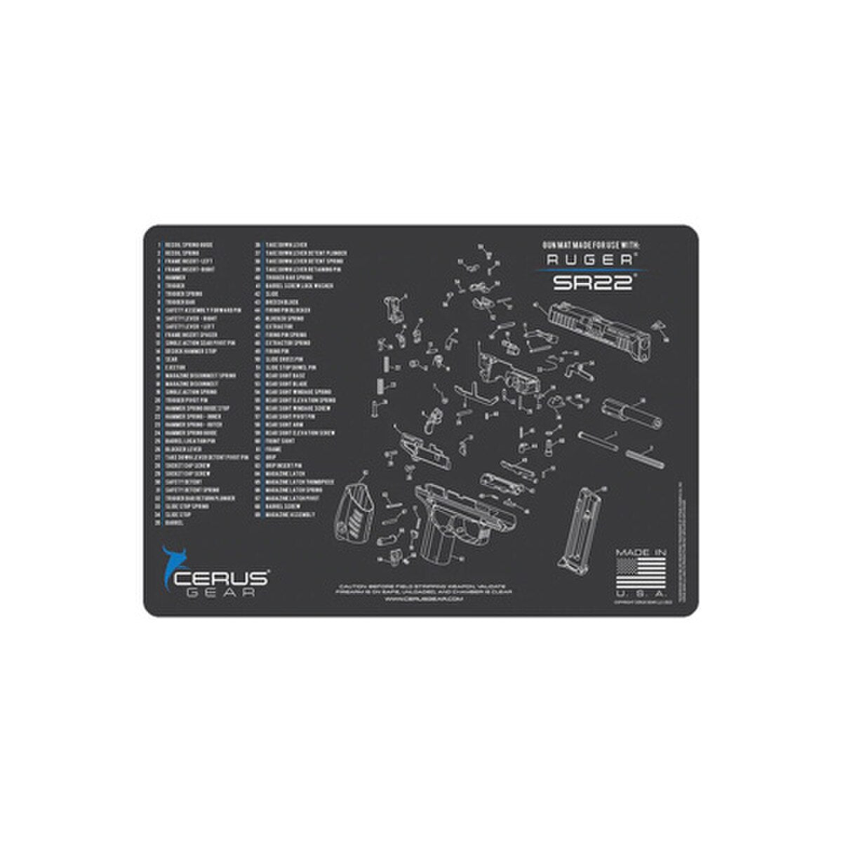 Ruger SR22 Handgun Cleaning Mat 17x12 – Grey | Cerus Gear