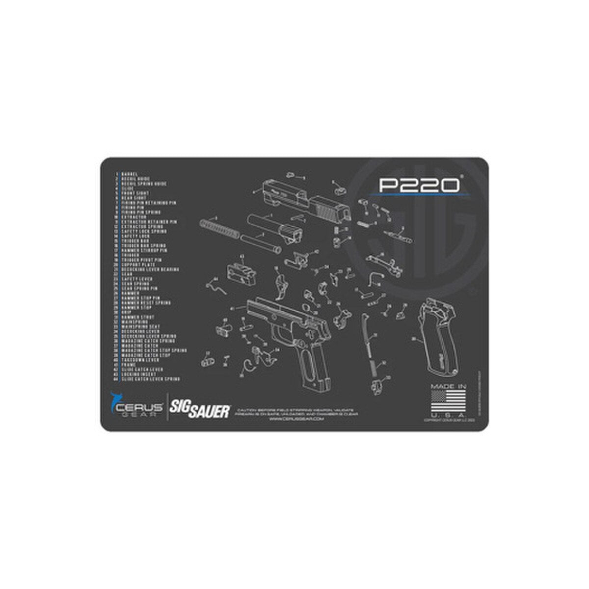 Sig Sauer P220 Handgun Cleaning Mat 17x12 – Grey | Cerus Gear
