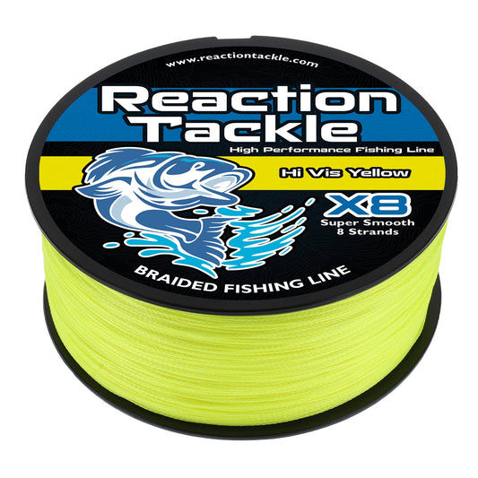 Reaction Tackle X8 Braided Fishing Line - Hi Vis Yellow 8 Strand Reaction Tackle