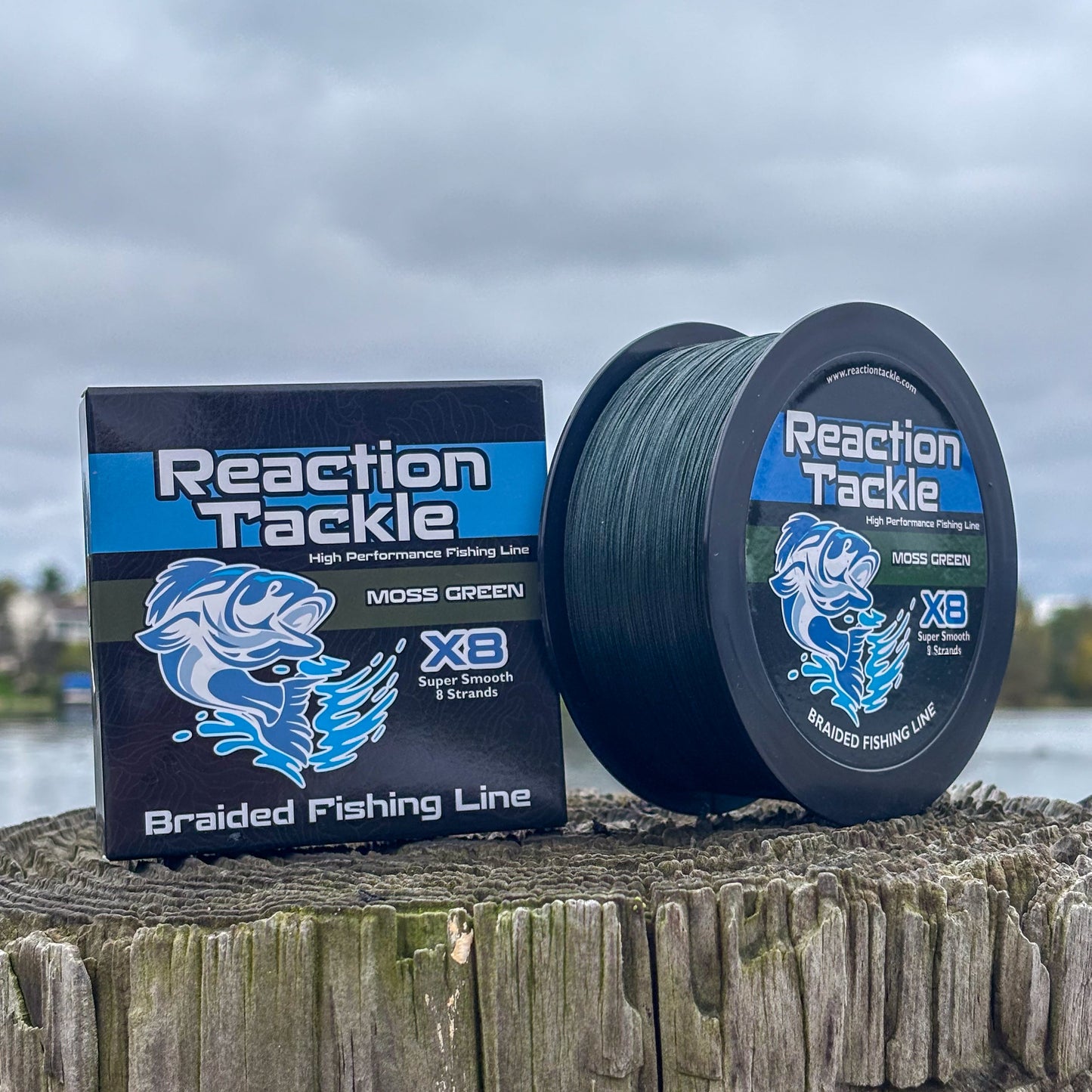 Reaction Tackle X8 Braided Fishing Line - Moss Green 8 Strand Reaction Tackle