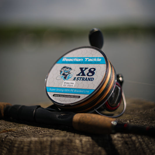 Reaction Tackle X8 Braided Fishing Line - Green Camo 8 Strand Reaction Tackle
