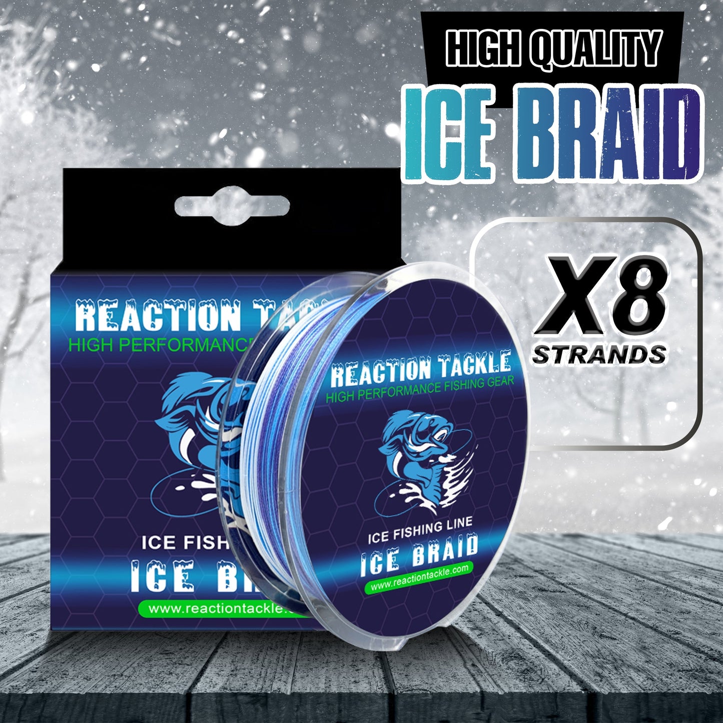 Reaction Tackle Ice Fishing Braided line - 8 Strand Reaction Tackle