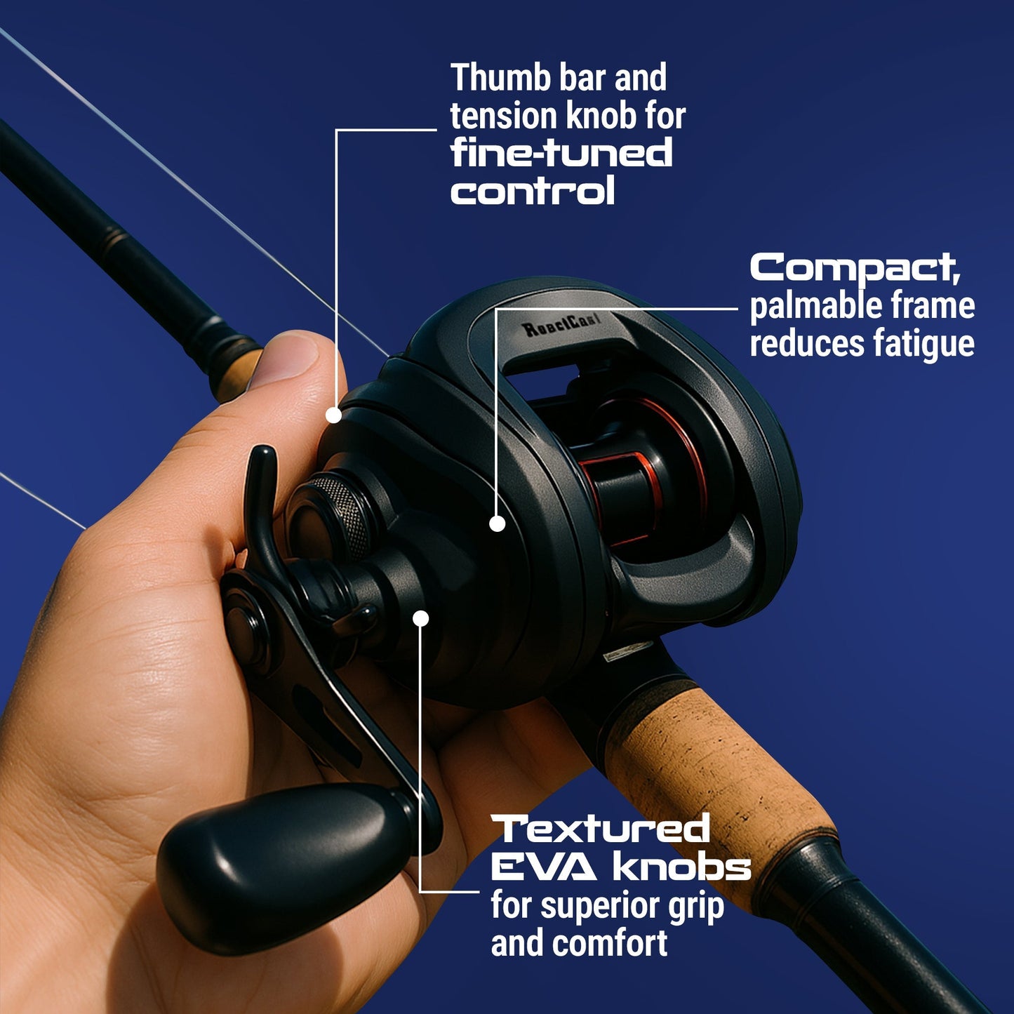 Reaction Tackle Baitcasting Fishing Reel – ReactCast Edition- High-Speed 7.3:1 Gear Ratio - NEW Reaction Tackle