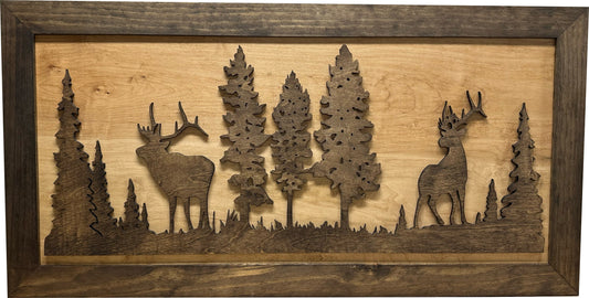 Deer and Elk Gun Concealment Decor - Handcrafted Wooden Gun Cabinets - Gun Shelf Hidden Storage for Rifles, Shotguns, & Handguns - Quick Access Hidden Wall Safe (Extra Large)