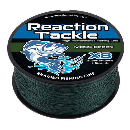 Reaction Tackle X8 Braided Fishing Line - Moss Green 8 Strand Reaction Tackle