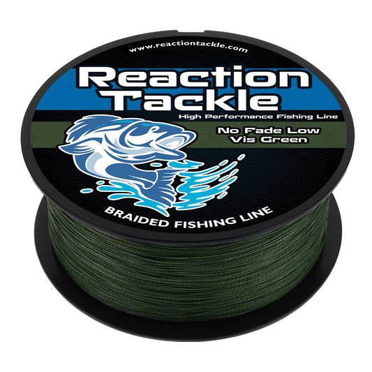 Reaction Tackle Braided Fishing Line - NO FADE Low-Vis Green Reaction Tackle