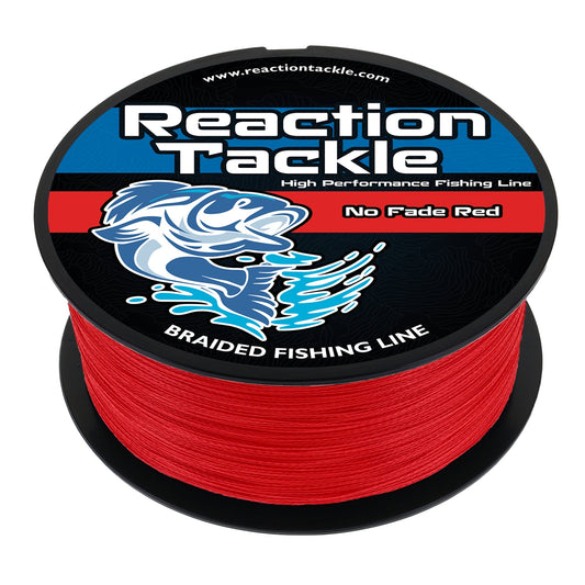Reaction Tackle Braided Fishing Line - NO FADE Red Reaction Tackle