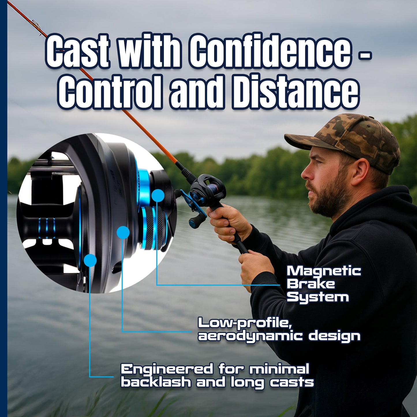 Reaction Tackle Baitcasting Fishing Reel – ProSpin Edition - 6.8:1 Gear Ratio - NEW Reaction Tackle