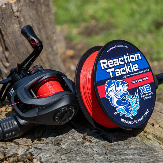 Reaction Tackle X8 Braided Fishing Line - NO FADE Red 8 Strand - NEW Reaction Tackle