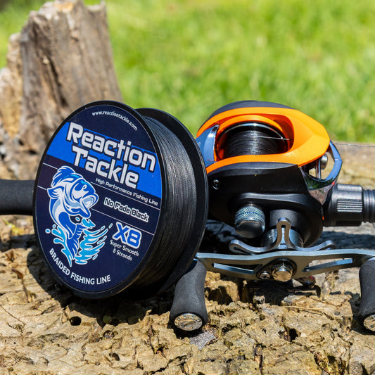 Reaction Tackle X8 Braided Fishing Line - NO FADE Black 8 Strand - NEW Reaction Tackle