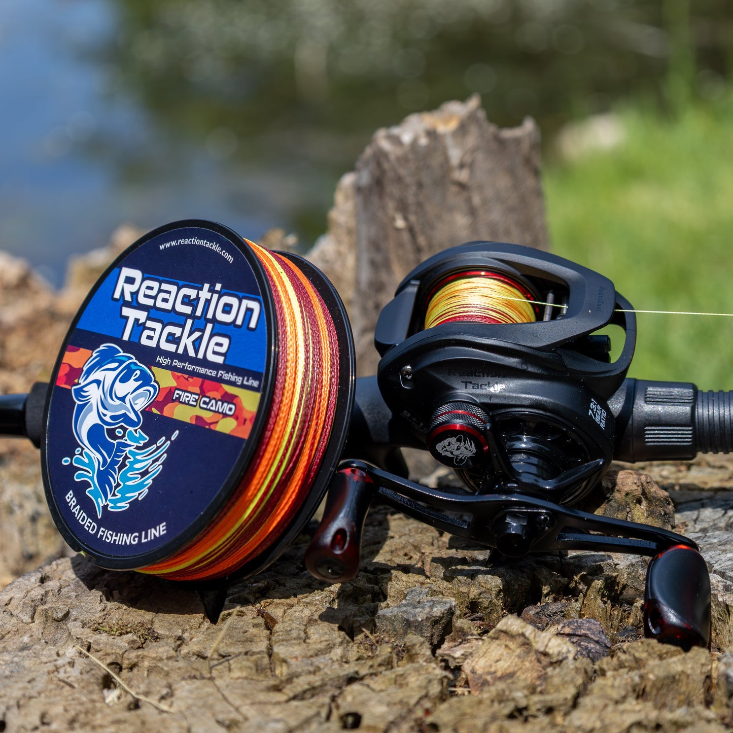 Reaction Tackle Braided Fishing Line - Fire Camo - NEW Reaction Tackle