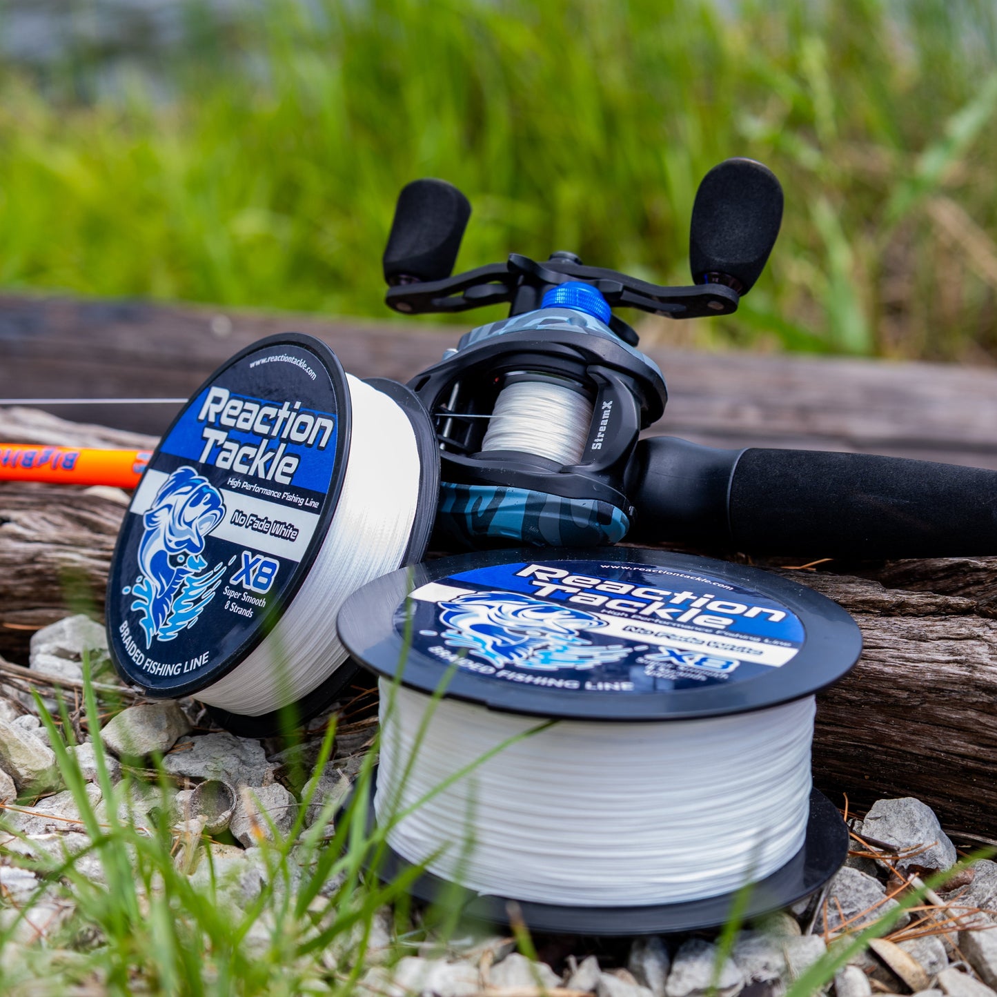 Reaction Tackle X8 Braided Fishing Line - NO FADE White 8 Strand - NEW Reaction Tackle