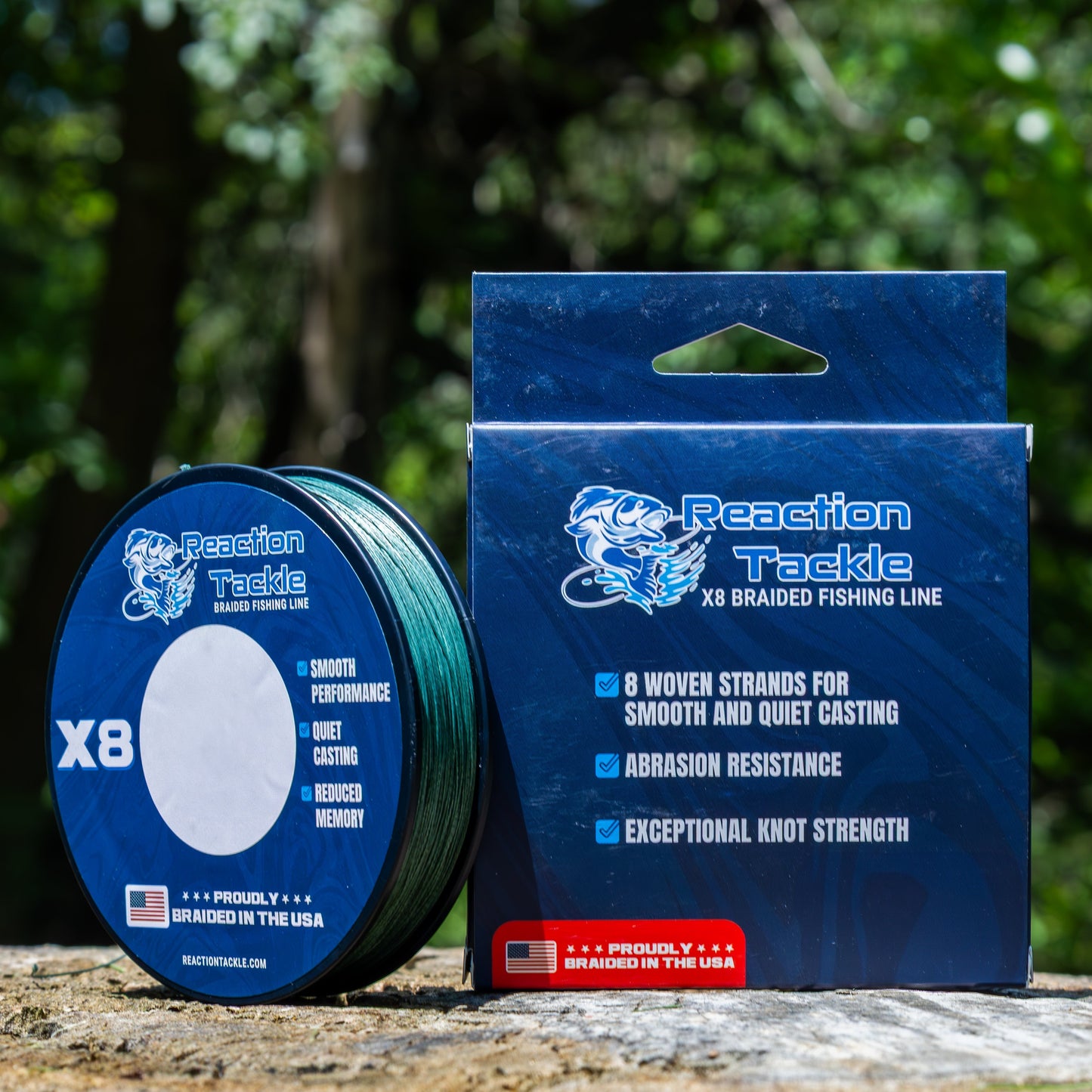 Reaction Tackle BRAIDED IN THE USA Fishing Line- 8X- NEW Reaction Tackle
