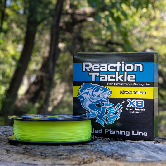 Reaction Tackle X8 Braided Fishing Line - Hi Vis Yellow 8 Strand Reaction Tackle