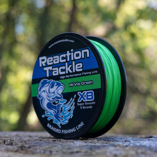 Reaction Tackle X8 Braided Fishing Line - Hi Vis Green 8 Strand Reaction Tackle