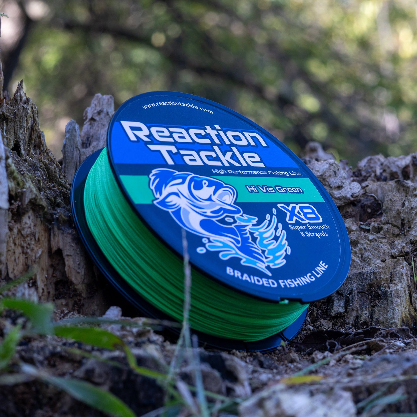 Reaction Tackle X8 Braided Fishing Line - Hi Vis Green 8 Strand Reaction Tackle