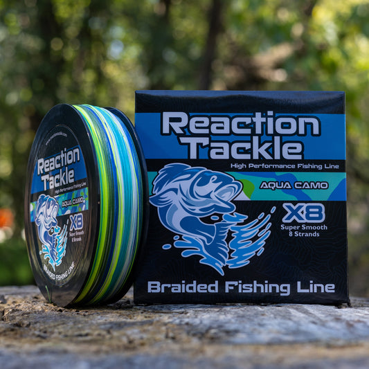 Reaction Tackle X8 Braided Fishing Line- Aqua Camo 8 Strand Reaction Tackle