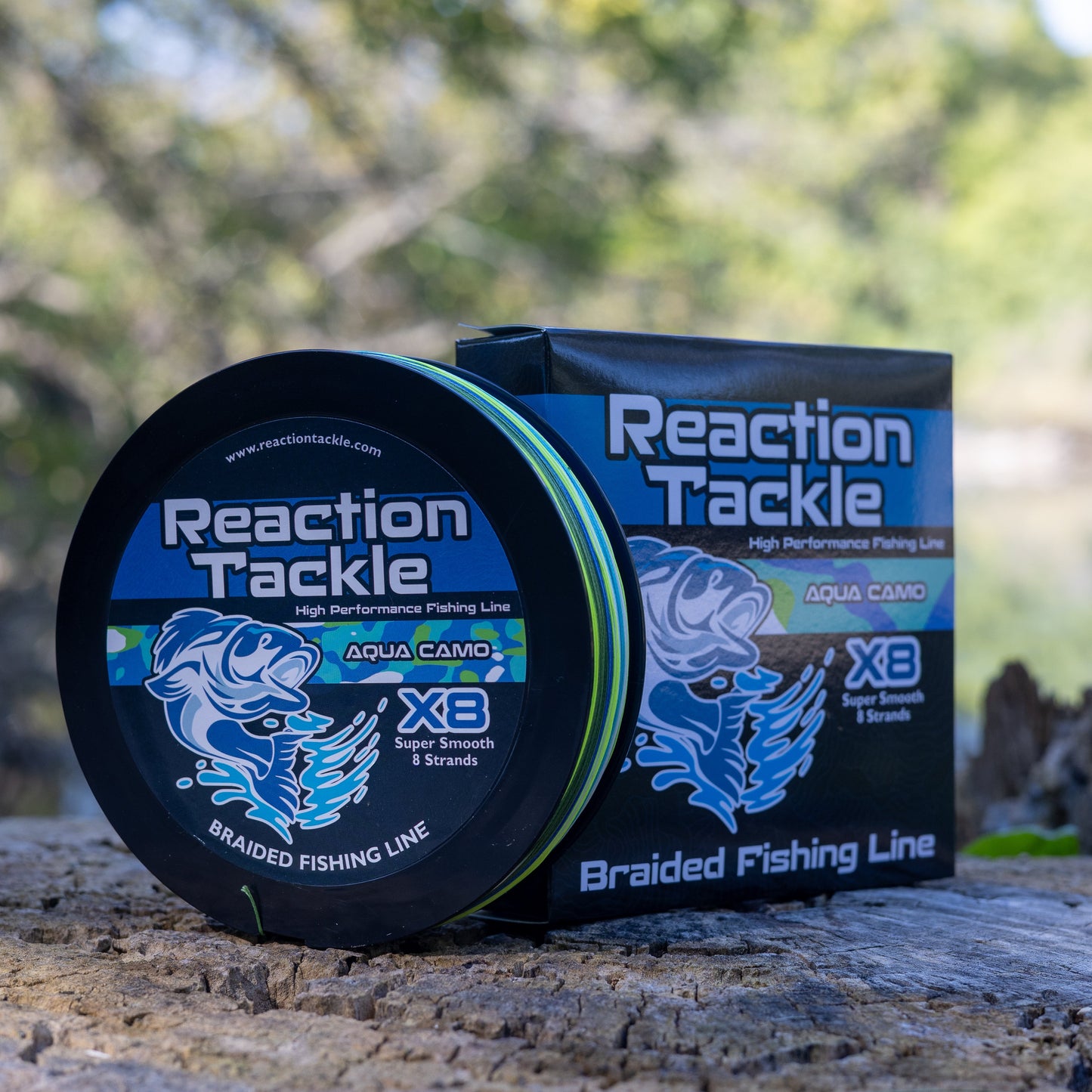 Reaction Tackle X8 Braided Fishing Line- Aqua Camo 8 Strand Reaction Tackle