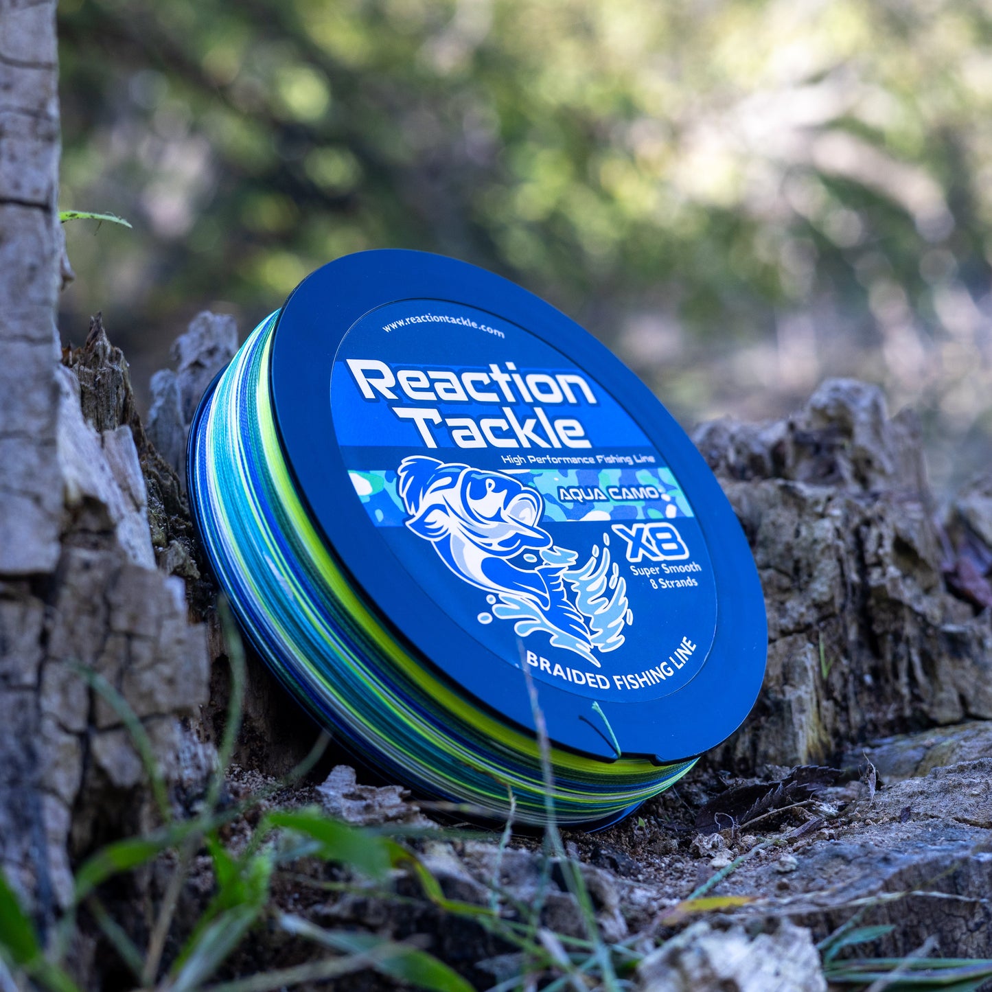 Reaction Tackle X8 Braided Fishing Line- Aqua Camo 8 Strand Reaction Tackle