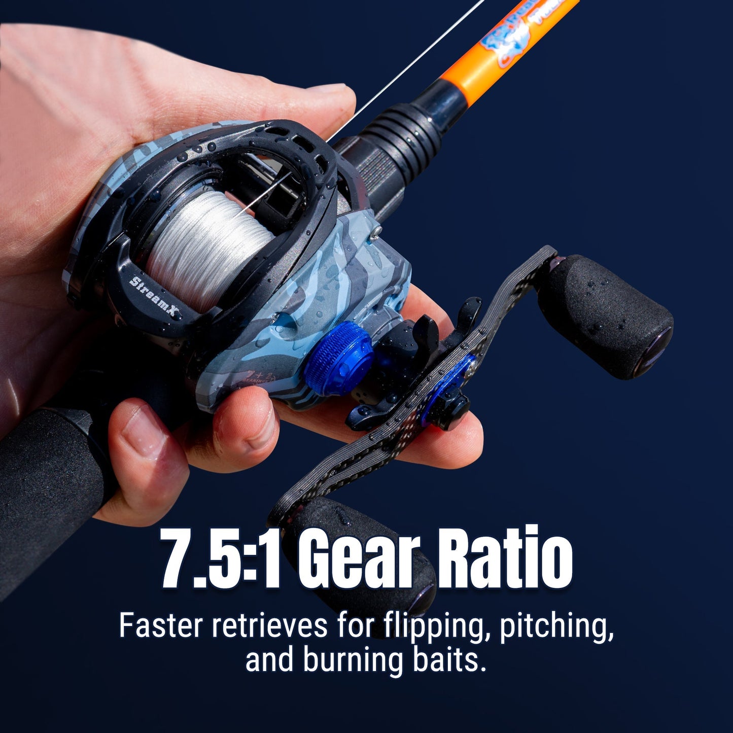 Reaction Tackle Baitcasting Fishing Reel- StreamX Edition- 7.5:1 gear ratio - NEW Reaction Tackle