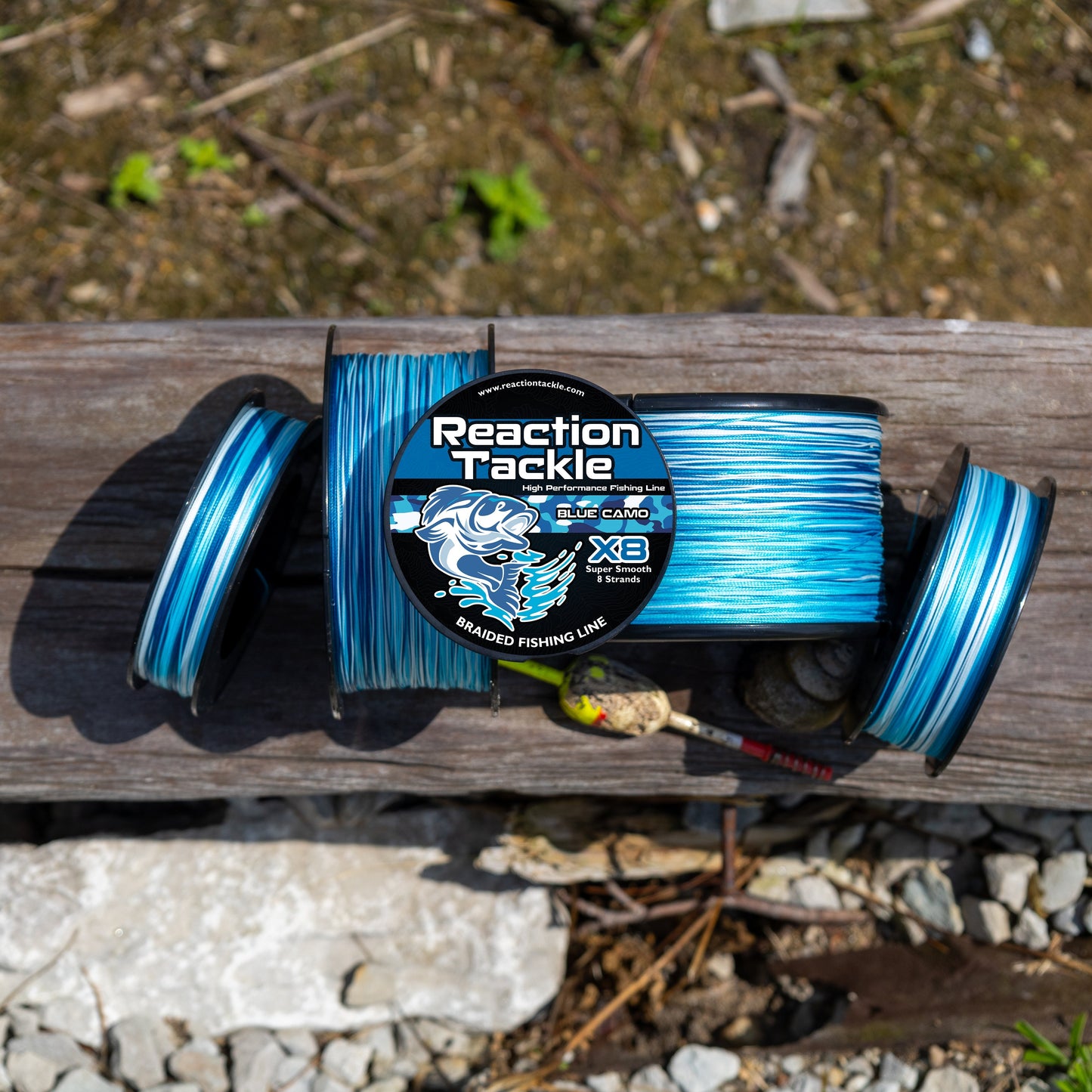 Reaction Tackle X8 Braided Fishing Line - Blue Camo 8 Strand Reaction Tackle