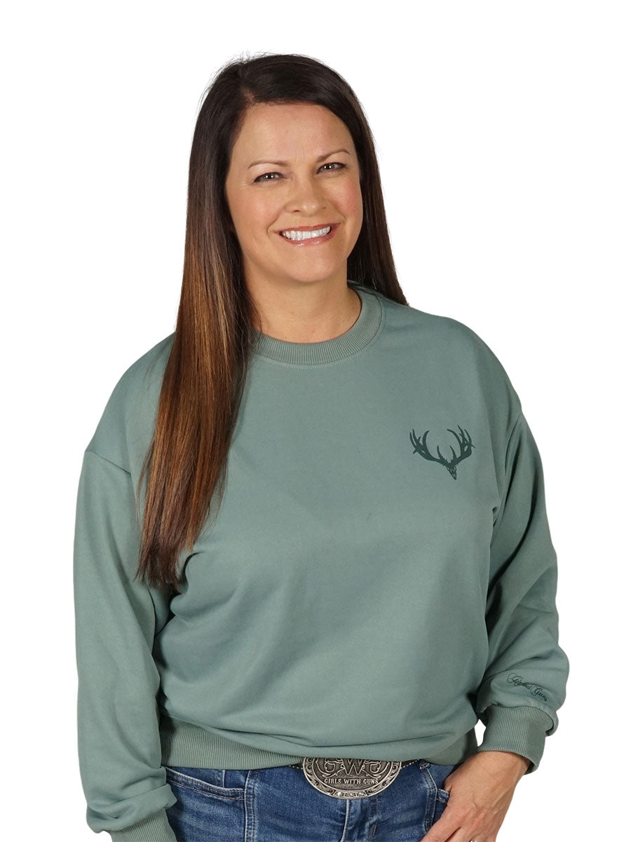 Buck Skull Crewneck Girls with Guns Clothing
