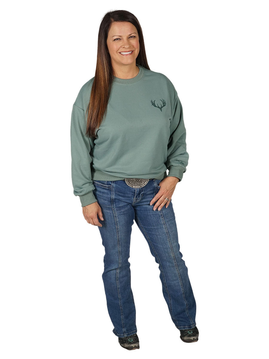 Buck Skull Crewneck Girls with Guns Clothing