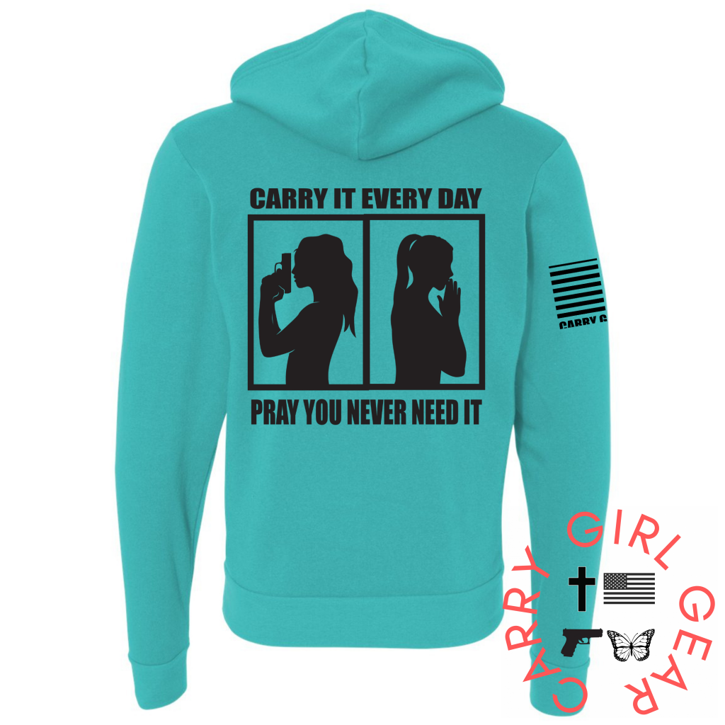CARRY & PRAY Zippered Hoodie Carry Girl Gear