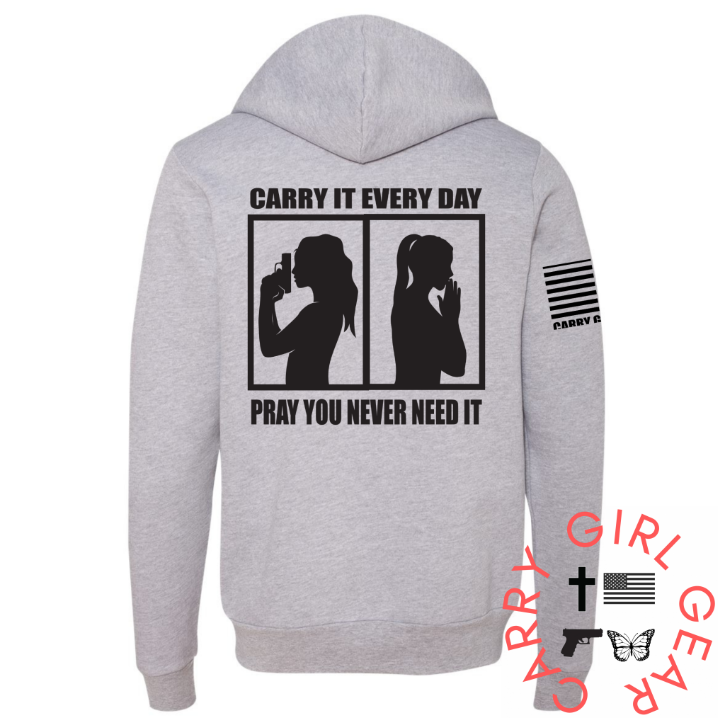 CARRY & PRAY Zippered Hoodie Carry Girl Gear