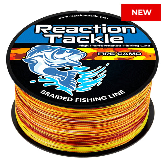 Reaction Tackle Braided Fishing Line - Fire Camo - NEW Reaction Tackle