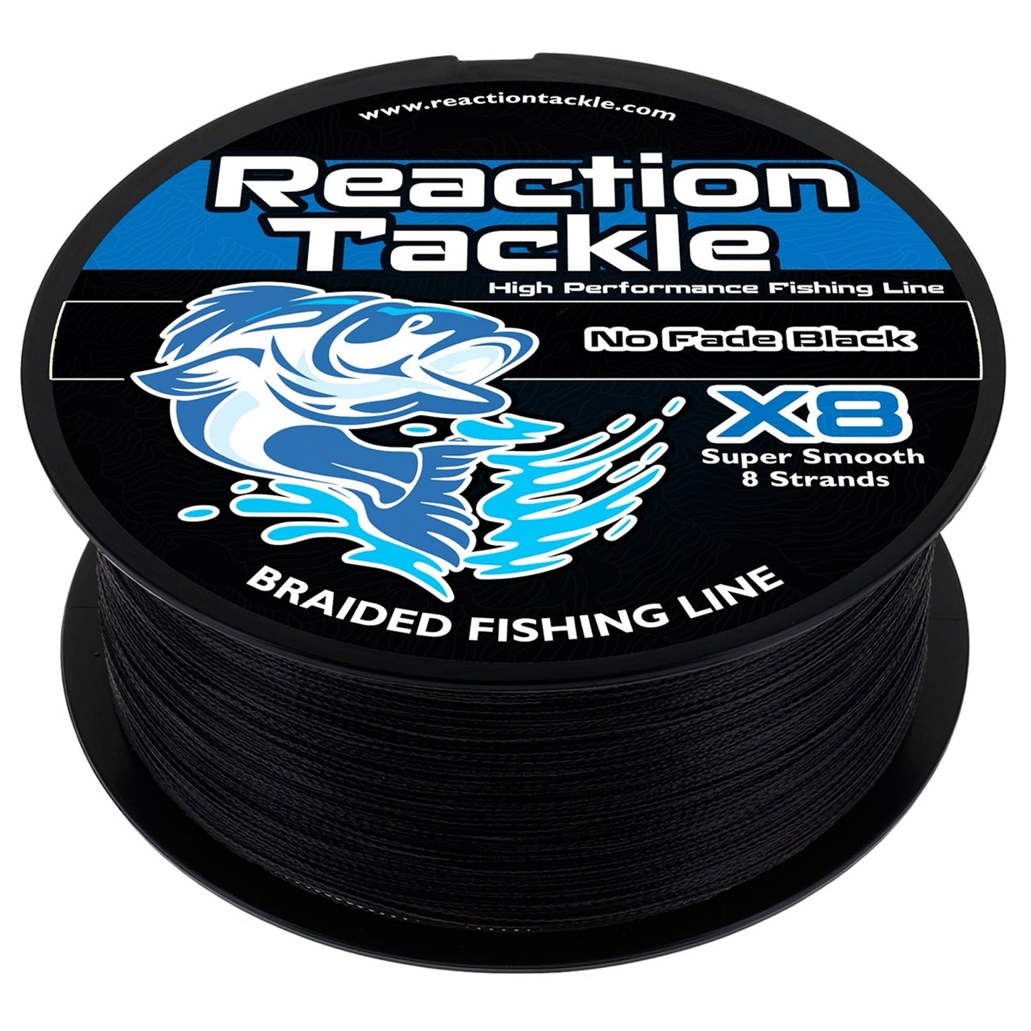 Reaction Tackle X8 Braided Fishing Line - NO FADE Black 8 Strand - NEW Reaction Tackle