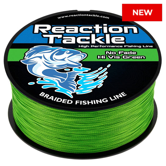 Reaction Tackle Braided Fishing Line - NO FADE Hi Vis Green - NEW Reaction Tackle