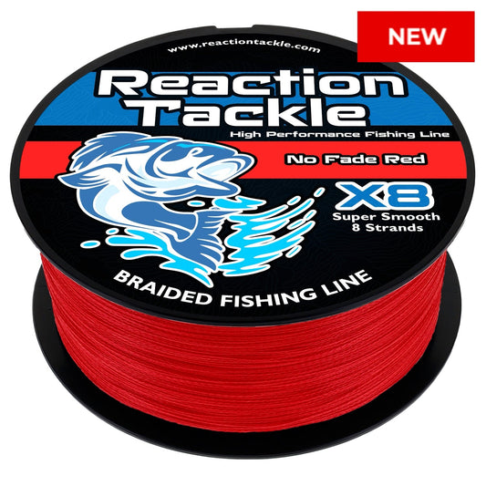 Reaction Tackle X8 Braided Fishing Line - NO FADE Red 8 Strand - NEW Reaction Tackle