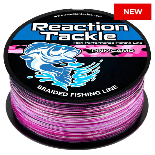Reaction Tackle Braided Fishing Line - Pink Camo - NEW Reaction Tackle