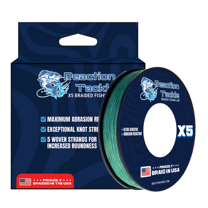 Reaction Tackle BRAIDED IN THE USA Fishing Line- 5X- NEW Reaction Tackle