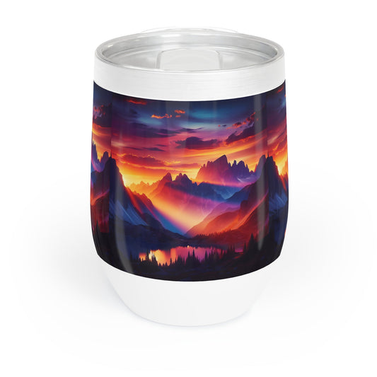 Vibrant Mountain Wine Tumbler Printify