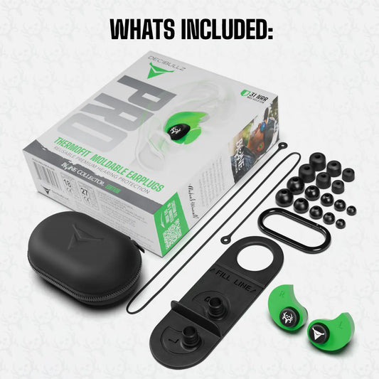 PRO Custom Molded Earplugs 31dB NRR Pro-Pack with Case and Lanyard Bone Collector Edition