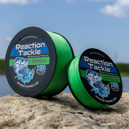 Reaction Tackle X8 Braided Fishing Line - Hi Vis Green 8 Strand