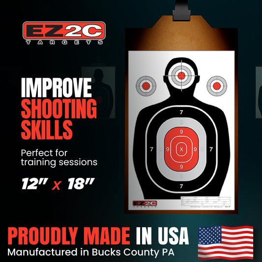 25 EZ2C 12"x18" Silhouette Shooting Target USA MADE Paper Range Targets (Peel-Off Pad of 25)