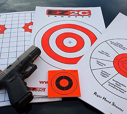 100 EZ2C Mini Shooting Targets, Bright Fluorescent Self-Adhesive 3.5" x 3.5" USA MADE (Pack of 100)